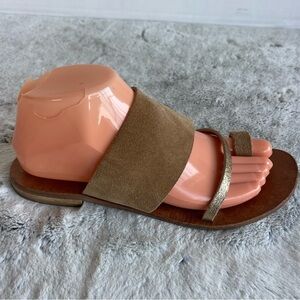 Fabio Rusconi Elegant Tan and Gold Women's Sandals Size 38 (7 US)